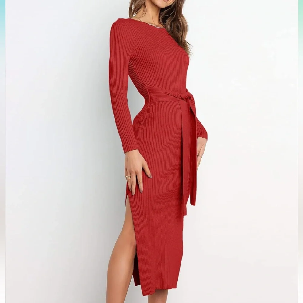 Red Sweater Dress - Picture 3 of 7